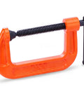 Heavy Duty 3 Inch C Clamp For Woodworking And Diy Projects Featuring Powder Coated Orange Ductile Iron Frame Zinc Plated Acme Screw and Rock Solid 800 Pound Grip For Garage Tasks