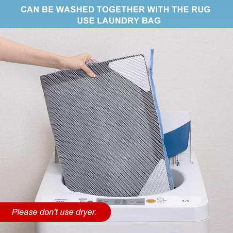 Washing anti slip rug grippers for vinyl floors and tile with laundry bag in washing machine