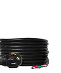 Coiled 25 Foot 30 Amp Extension Power Cord With L14-50P Plug And Bare Cut 10 AWG Wire, 4 Prong, 125/250V, Outdoor Rated Cable