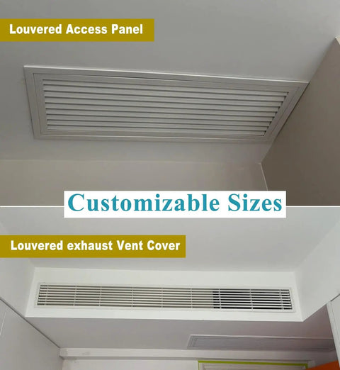 Tough As Nails Louvered Access Panel With Fresh Air Vents And Easy Push Button Switch Removable Critter Shield For No Fuss 28X34 Inch Drywall Ceiling Door Install, aluminum alloy construction.