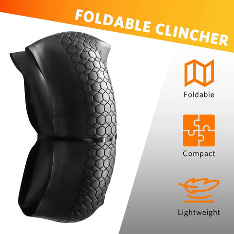 Folded puncture-resistant 20x4.0 tire insert in black with hexagonal pattern, shown with features of foldable and lightweight design