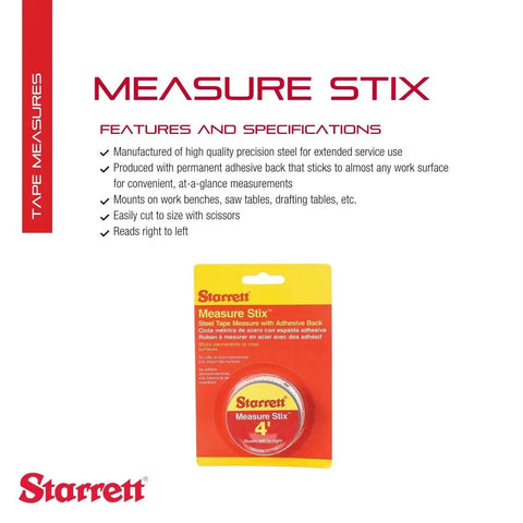 Packaging of Tape Measure Stix With Adhesive Backing For Quick On Bench Mounts On Saw Tables And Drafting Tables One Half Inch By Four Feet With Left Right Reading English Metric Sm44W.