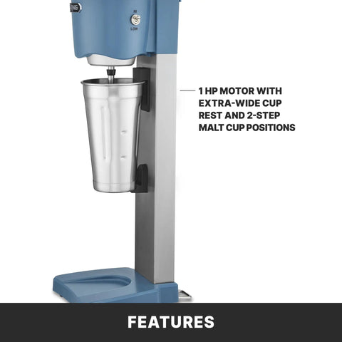 Light Duty Milkshake Maker With 1 HP Motor, Single Spindle, Two Speed Controls For Consistent Thick Shakes, stainless milkshake cup
