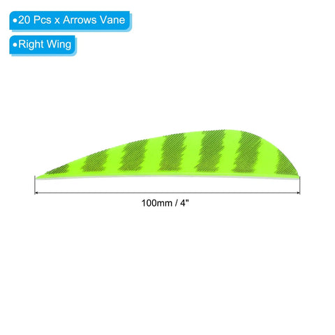 Shield Cut Arrow Vanes 20 Pack 3 Inch Turkey Feather Fletchings For Right Wing Fletching DIY Target Shooting Fluorescent Green Tough Durable Quiet Flight And Downrange Accuracy, fluorescent green right wing arrow vane, 100mm