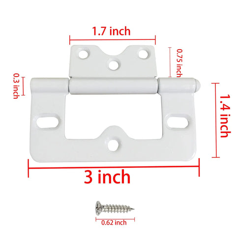 3 Inch Non Mortise Iron Door Hinges Heavy Duty Interior Hinges 6 Pack For Barn Cabinets Garage Front French Shower Doors Durable Smooth Quiet Operation With Mounting Screws Included shown with dimensions