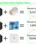 12V Wireless Remote Control Relay Switch With 10A Output, Long Range 328ft for lock, lamp, and socket control applications.