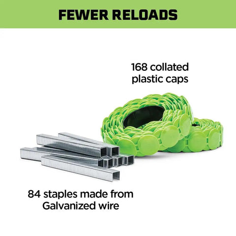 Top Shelf 3 8 Inch Plastic Cap Staples For Housewrap Roofing And Insulation Installations Featuring Bombproof Retention And Premium Weather Proofing Build 2016 Pack with green caps and galvanized wire staples.