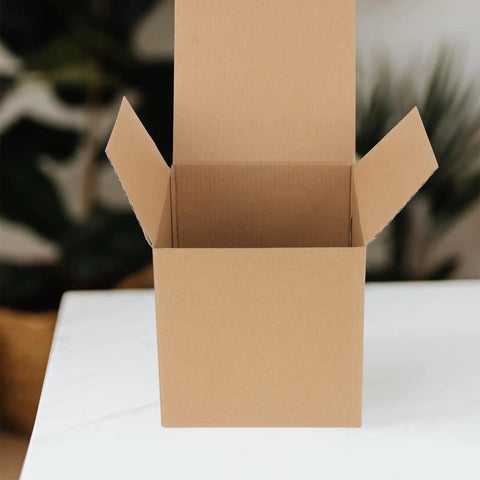 Six Pack Small Kraft Paper Shipping Boxes for Durable Shipping and Storage, Heavy Duty Corrugated Boxes with Strong Compression Resistance, Reusable Packaging for Business Use, Ideal for Restocking, Warehouse Transfers, and Organization, open kraft box