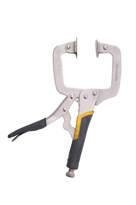 Heavy Duty Clamp With Large Swivel Pads For Woodworking And Welding Projects 11 Inch Adjustable Jaw One Hand Lock