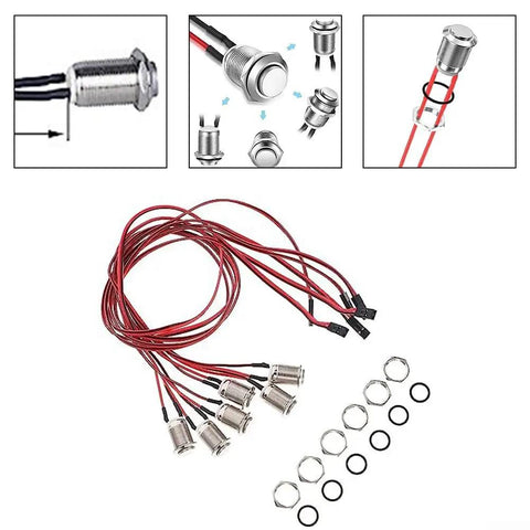 Momentary 12V Push Button Switch 12mm Waterproof Metal 2P Pre-Wired For Auto Marine Industrial Control Panels Silver, Space Saving Design, Easy Install, Returns To Off On Release, pre-wired kit with rings