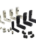 Heavy Duty L Shape Corner Brace Brackets With Matching Screws For Quick Furniture Repair, black and silver metal brackets with screws