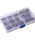 Hardcore 440 Piece 304 Stainless Steel Hex Head Socket Screws And Nuts Assortment Kit M3 Metric Bolts Nuts With 2 Hex Keys For Tough Home Repair Or Weekend DIY Projects Inside Rust Resistant Plastic Storage Case With Lid Organizer Tray. Open organizer tray with M3 stainless steel socket screws and nuts
