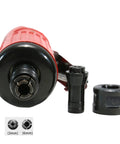 Shop Grade 1/4 Inch Pneumatic Straight Die Grinder With 22000 RPM Rapid Spin showing the tool's chuck, hex key, and adapter for versatile use.
