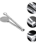 Stainless steel oil strainer spoon and frying oil filter clamp with perforated round basket, 304 stainless, claw design.