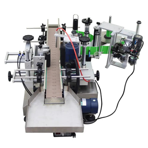 Top Shelf Fully Automatic Round Bottle Labeling Machine With Snappy Touch Screen And Rock Solid Auto Correction For Fast Hassle Free Industrial Packaging, showing detailed machinery setup.