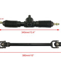 300Mm Steering Wheel Kit With 320Mm Gear Rack Pinion And Adjustable Shaft, Complete Tie Rod Set For 110Cc Go Karts Golf Carts Buggies And UTVs Replacement Upgrade showing gear rack and shaft.