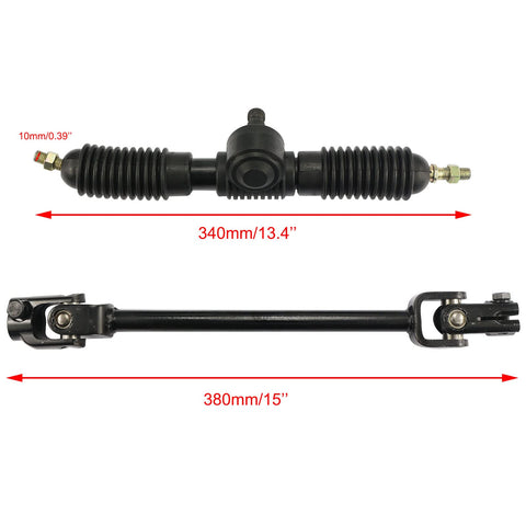 Heavy Duty 270mm Steering Wheel Kit With 320mm Rack And 12.6 Inch Adjustable Shaft For 110cc Go Karts Golf Carts Buggy UTVs Steel Rack Pinion System