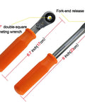 Automatic Slack Adjuster Release Tool For Air Braking Systems And Double Square Ratcheting Wrench Set with orange handles