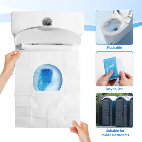 Top Shelf Travel Toilet Seat Covers 60 Pack Flushable Biodegradable Disposables For Road Trips Camping Flights And Public Restrooms Universal Fit Hygiene Must Have Real Deal Gear