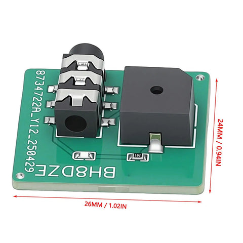 Morse Code Trainer CW Key Telegraph Practice Tool With Buzzer Sound And Light Feedback, green PCB close-up view.