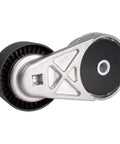 Premium Heavy Duty Accessory Drive Belt Tensioner Assembly Plus Serpentine Belt Replacement Kit, silver pulley with black wheel