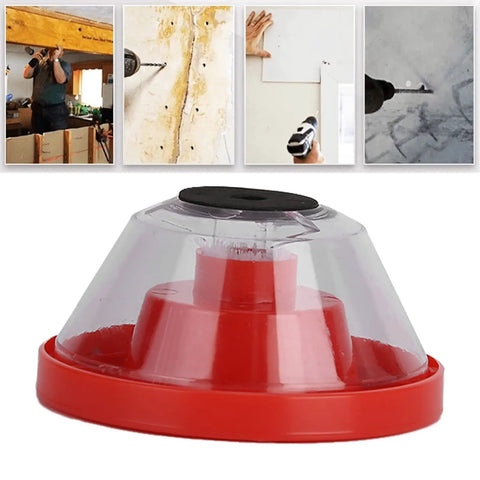 Red Drill Dust Cover And Electric Hammer Debris Guard For Power Tools, ABS shield, snaps on drills, keeps workspace clean.