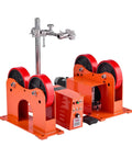 Heavy Duty Pipe Turning Rolls 2205 Lbs Capacity With Smooth Linkage Roller System Adjustable Wheel Range For Welding Positioner and Tank Support Equipment Making Jobs Easier, featuring red and black PU rollers.