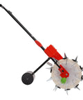 Manual Seed Planter With 10 Nozzles Roller Seeding System, Walk Behind Garden Seeder For Corn Cotton Soybean Peanut shown on side view