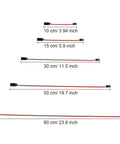 Five lengths of 20 Piece 3 Pin Servo Extension Cables Female To Male RC Wiring Kit for Control Board and Remote, 10-60 cm shown.