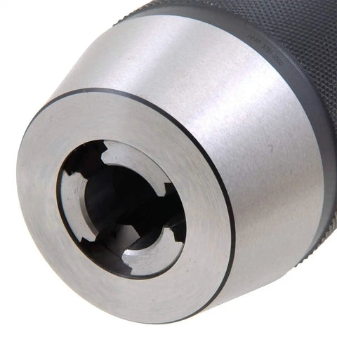 Close-up view of MT3 Integrated Keyless Drill Chuck With 0 To One Half Inch Capacity Self Tightening Design For Quick Tool Changes