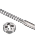 M8 x 0.75 Metric Tap and Die Kit for Thread Repair, Right Hand Tap and Die Set with Round Threading Die shown side by side