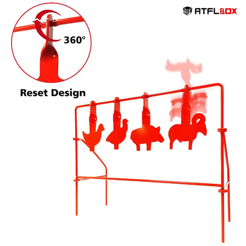 Beefy Outdoor BB Gun Target Spinner With Four Animal Silhouettes, Auto Reset Pellets Target For Airsoft And Shooting Practice, Metal Construction For.177 And.20 Caliber