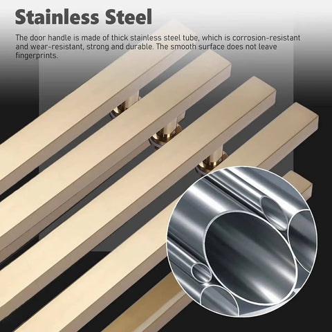 Gold Square Sliding Barn Door Handle For Front And Glass Doors Dope Push Pull Door Pulls For Hotels And Offices Heavy Duty Door Hardware 12mm Thick Panels Easy Install Available In 80cm 120cm And 90cm Lengths with stainless steel and rust-resistant details visible.