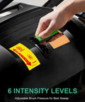 Close-up of the 6 intensity levels adjuster on the Heavy Duty 43 Inch Walk Behind Floor Sweeper Manual Push Broom.