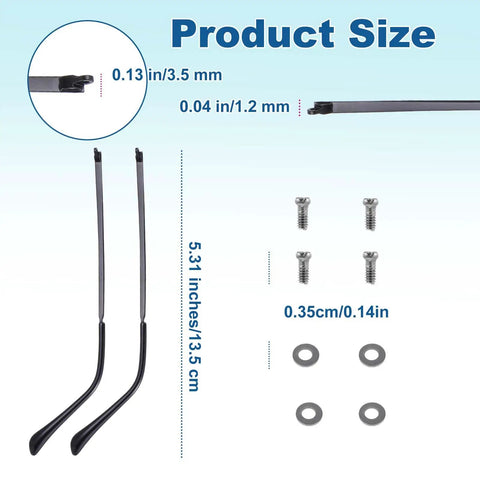 Universal Eyeglasses Repair Kit With Hefty Metal Temple Arms And Precision Screws Heavy Duty Frame Leg Replacement To Snug Up Loose Hinges For Quick Spectacle Fix components showing replacement arms, screws and washers.