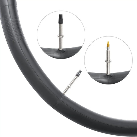 Two Pack 700C Bike Tubes With FV48mm Presta Valve Fits 700x35C To 700x43C Tires Durable Butyl Inner Tubes For Road Bikes Works With 622mm Wheels Easy Seal Reliable Flat Prevention 2 Tubes Included showing valve detail.
