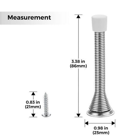 Ravinte satin nickel door stops; tall spring bottom-of-door stopper with rubber bumper, 12-pack