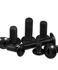 Premium 50 Piece Pack Of M3 And M3.5 Cross Recessed Cheese Head Screws Forged From Bulletproof Black Plated Carbon Steel Showing Dead On 12 Millimeter Length in various sizes arranged on a surface.