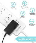 24V DC Power Adapter 1A 24W Universal Switching AC 100 to 240V Input With 5.5x2.1mm and 5.5x2.5mm Plug Options connected to a power strip