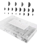 135 Piece Woodruff Key Assortment Kit in carbon steel with storage case for shaft and pulley applications, easy installation