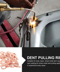 Pro-Grade 200-Piece Dent Puller Repair Tool Kit for Auto Body Panels and Sheet Metal shown in use with welding tool