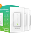 3-Pack Smart Dimmer Switch for Single Pole Lights, Neutral Wire Required, 2 4GHz WiFi with packaging, white, remote control