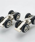 Barn Door Rollers 2 Pack Heavy Duty Silent Glide Tracks For Cabinets And Balconies Rock Solid Wheeled Pulleys with rubber wheels.