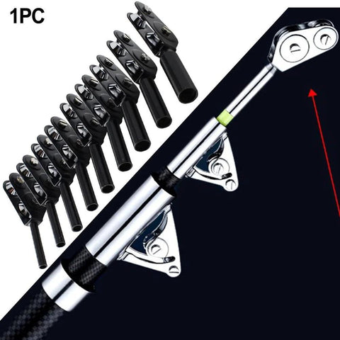 Stainless steel fishing rod tip roller guide, detachable 8mm, shown mounted on rod