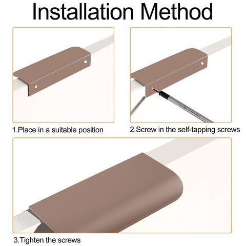 Installation steps for Finger Edge Pulls Self-Adhesive 8 Pack Concealed Cabinet Drawer Handles Modern Curved Aluminum Alloy, brown