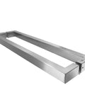 18 Inch Solid Standoffs Built Tough Heavy Duty Commercial Grade 304 Stainless Steel Push Pull Door Handle for Glass and Barn Doors with a Full Brushed Finish, angled view
