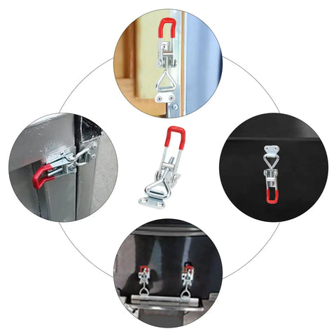 Top Tier Heavy Duty Toggle Latch Clamps Six Pack Rock Solid Pull Handle With 330 Lbs Grip Adjustable Steel Body Includes Mounting Screws For Pickup Trucks Toolboxes And Garage Setup Red Silver