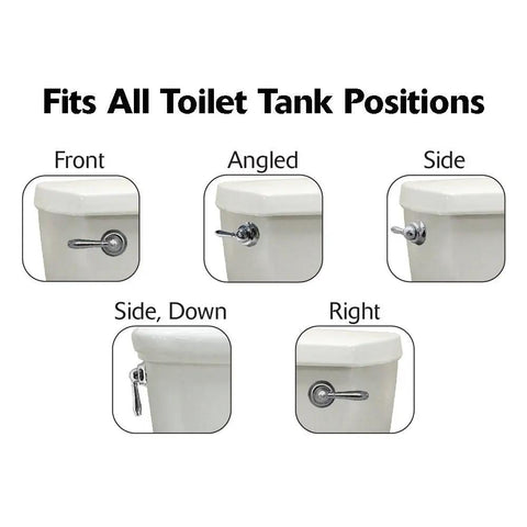 StrongARM Metal Toilet Tank Lever Universal Fit For Front Angled Side Left And Right Mount Toilets Brushed Bronze Finish shown in different mounting positions