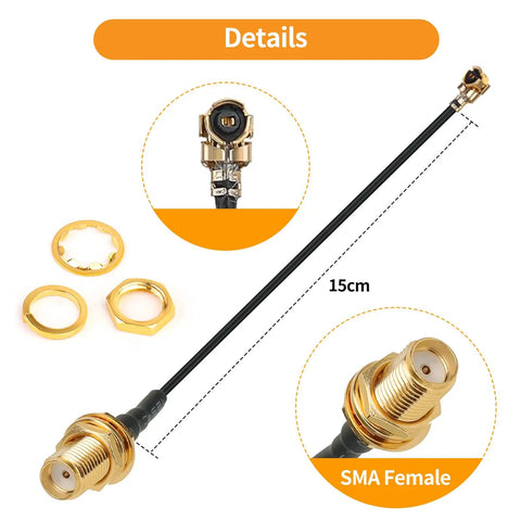 Antenna Pigtail Cable Set For WiFi And Drone Image Transmission Low Loss RF Cable From UFL To SMA Female Connector 6 Inch