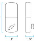 Diagram of dimensions for keyless entry door lock with keypad and auto lock triple security system polished brass.